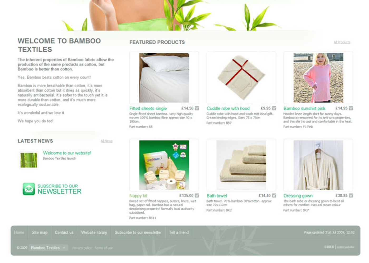 Bamboo Textiles Homepage footer