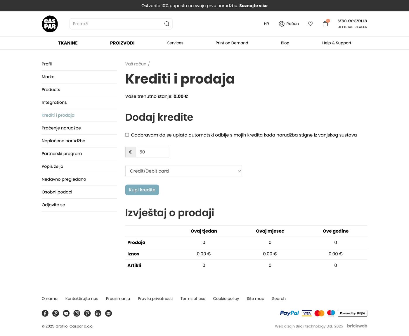 Caspar Create Sales report
