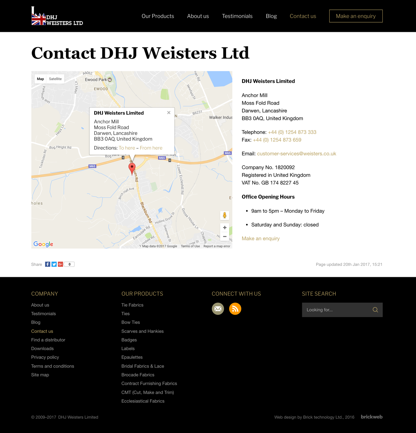 DHJ Weisters Limited Contact us