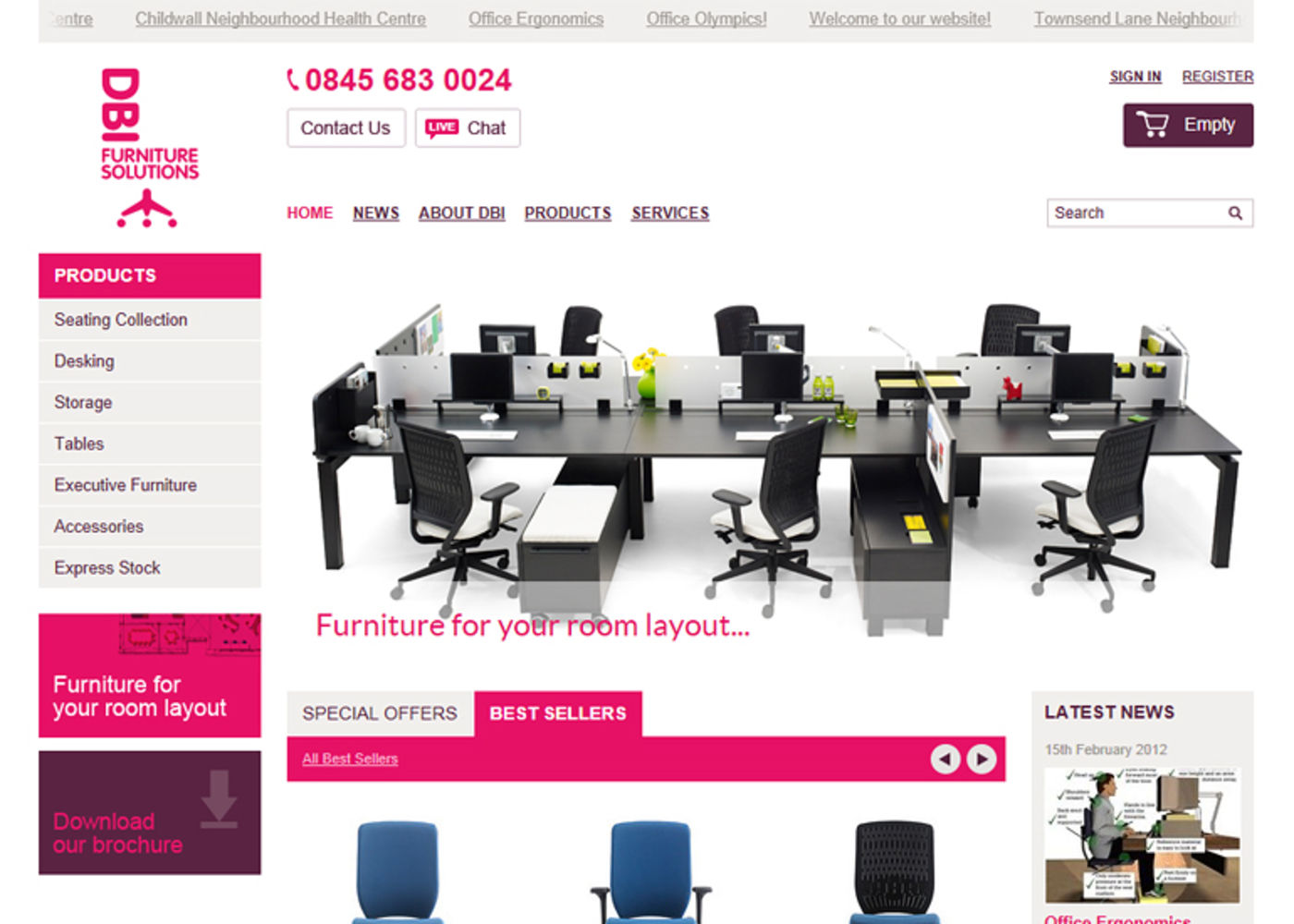 Diamond Business Interiors Homepage header