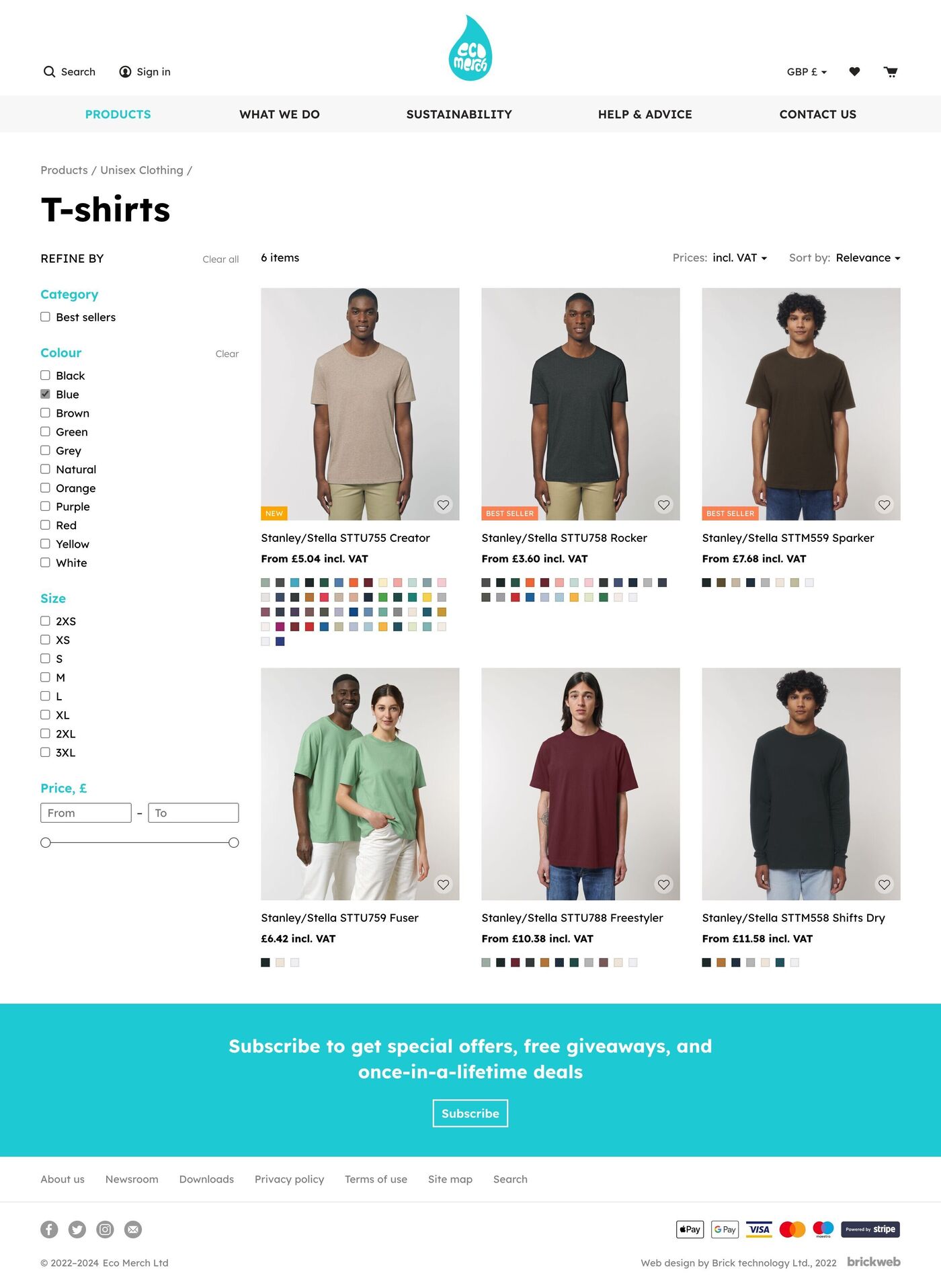 Eco Merch Category with filter