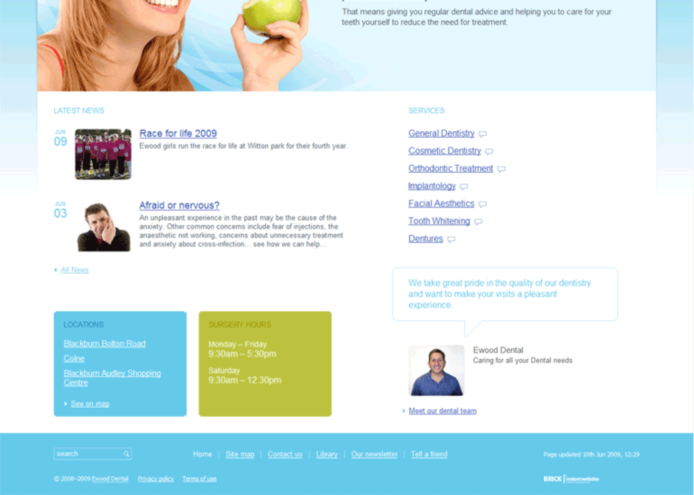 Ewood Dental (2009) Homepag  footer