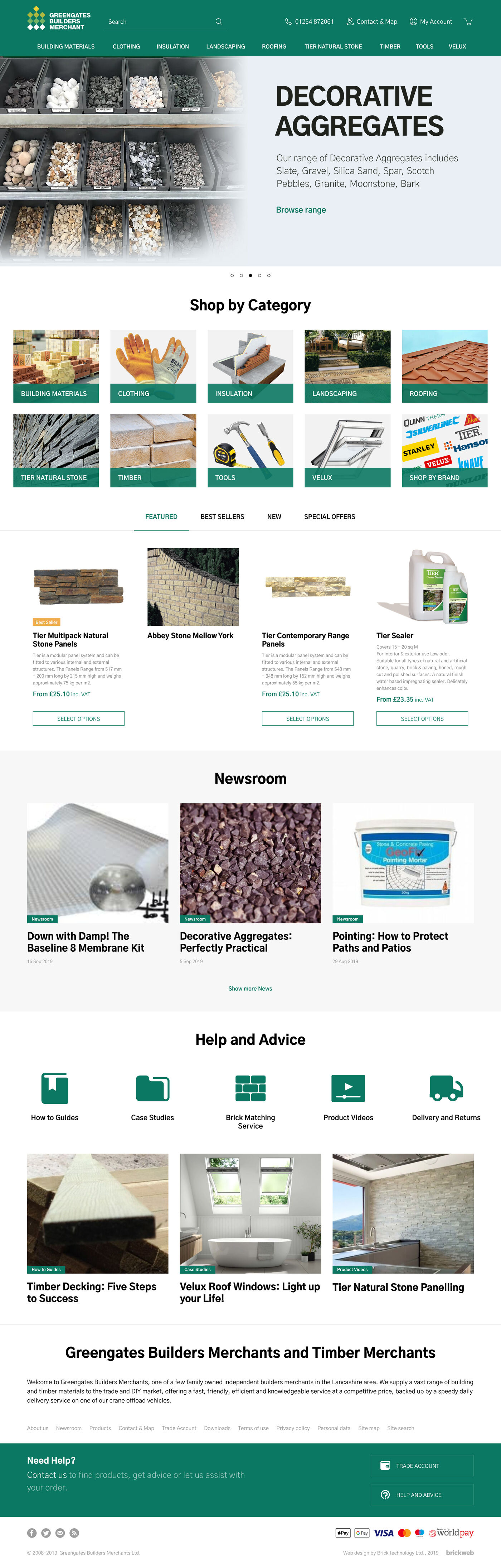 Greengates Builders Merchants (2019) Home page