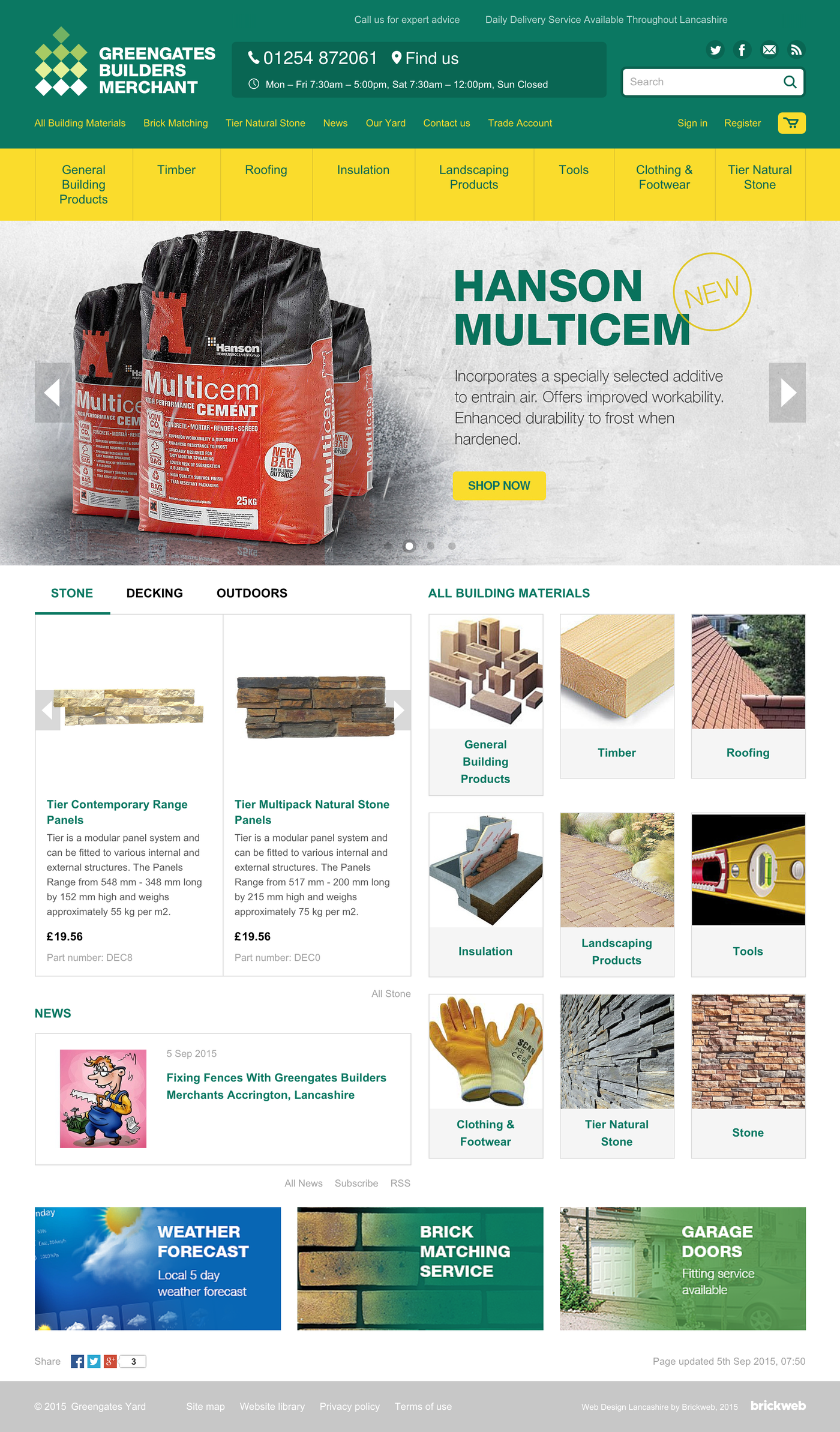 Greengates Builders Merchants (2015) Home page