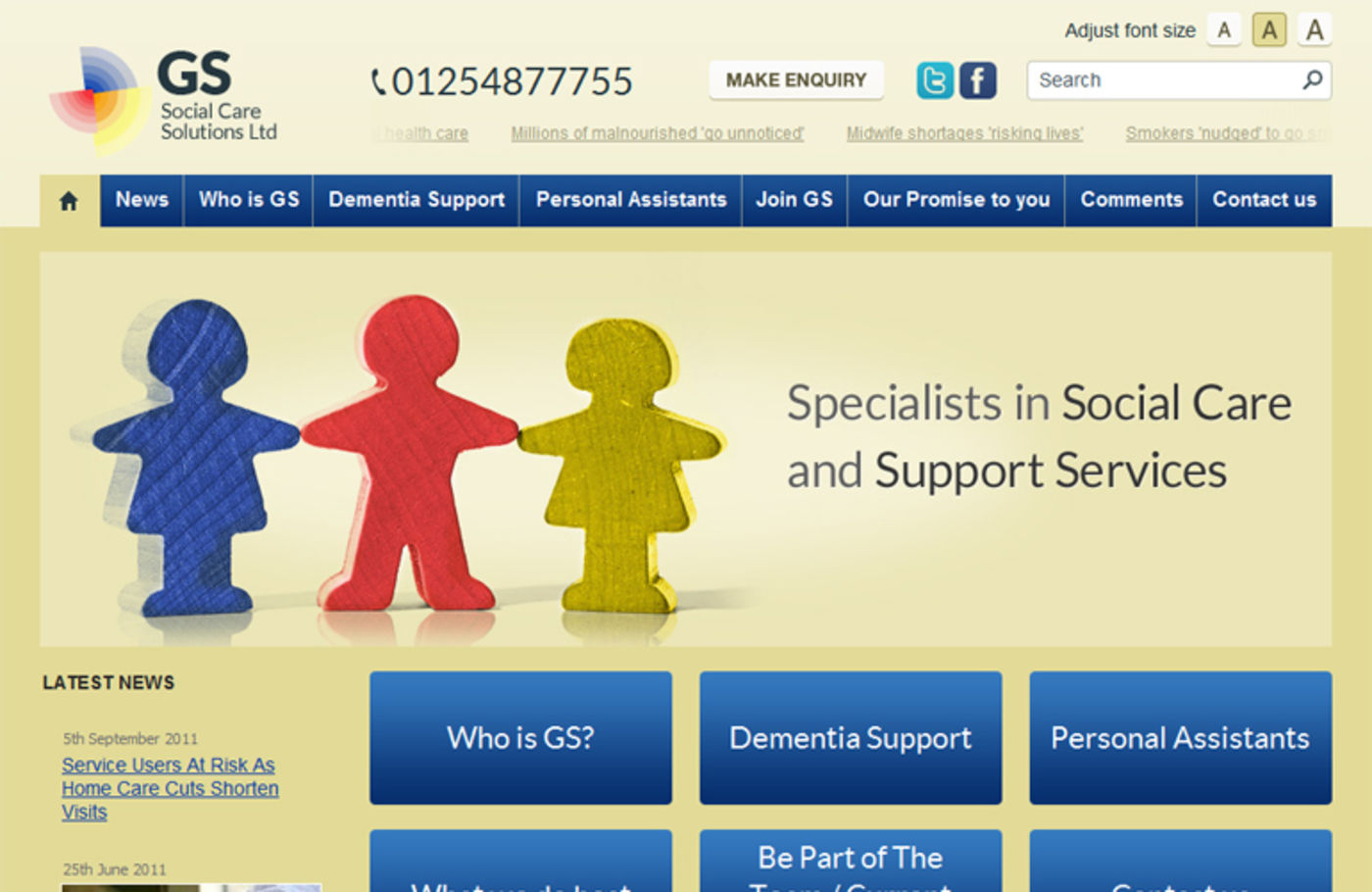 GS Social Care Solutions Ltd Homepage header