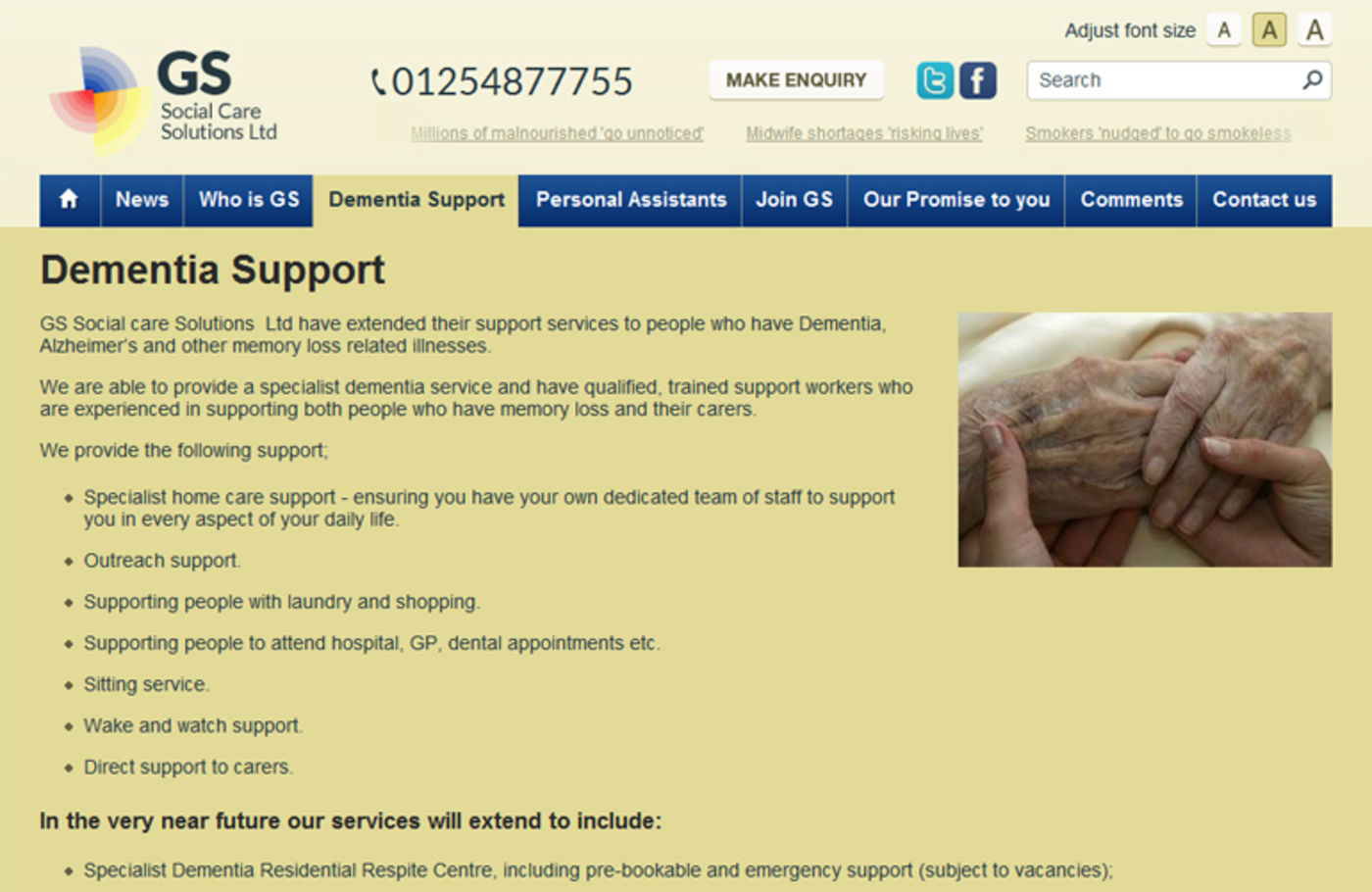 GS Social Care Solutions Ltd Regular page