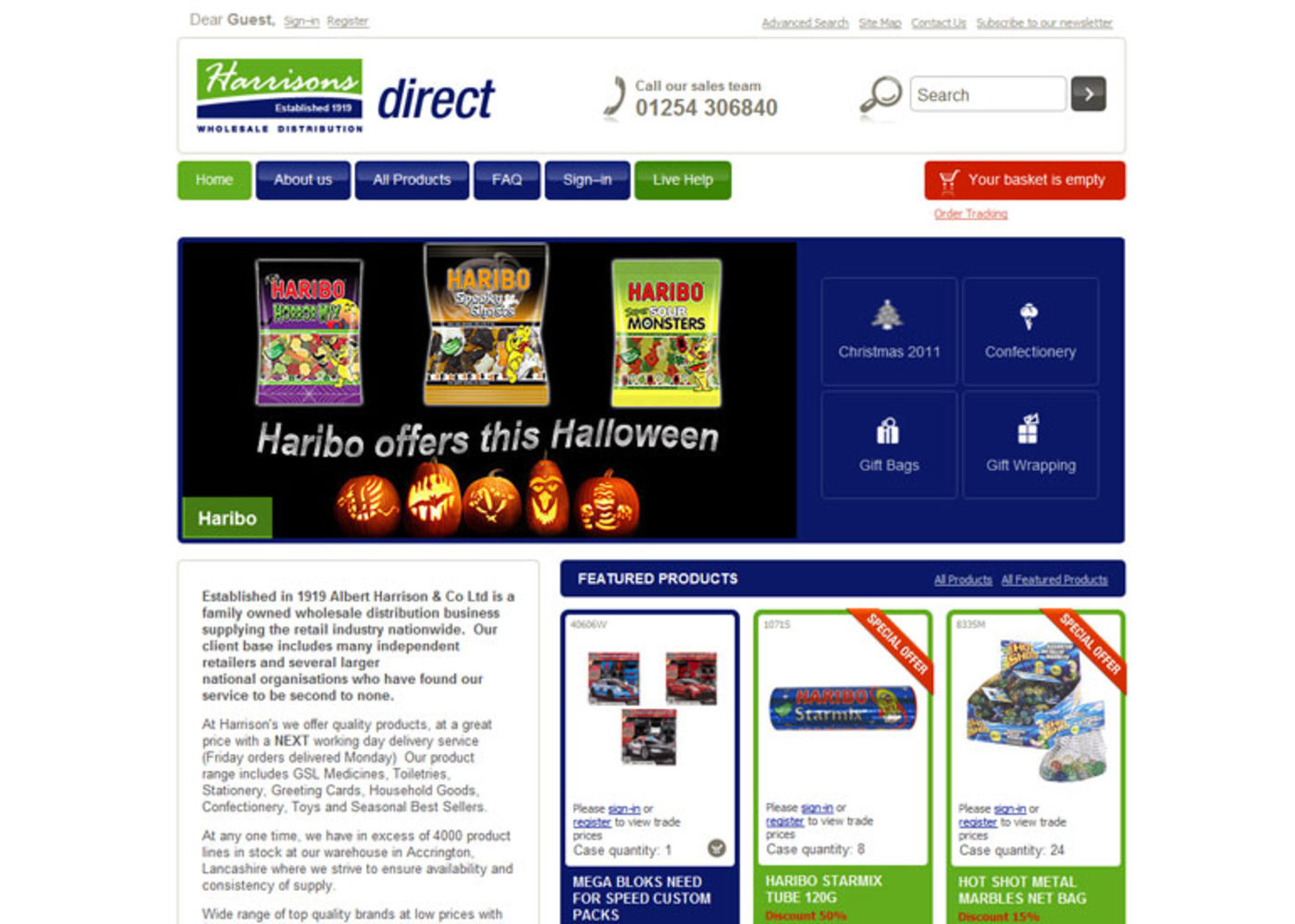 Harrisons Direct (2008) Homepage header
