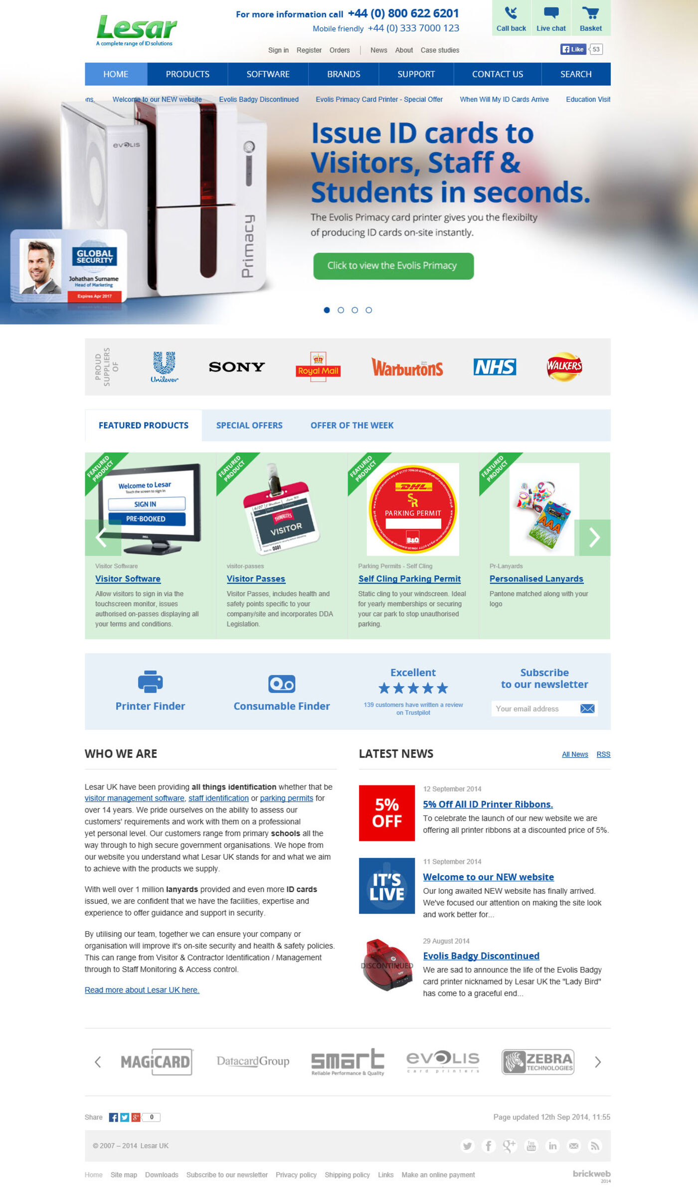 Lesar UK (2014) Home page