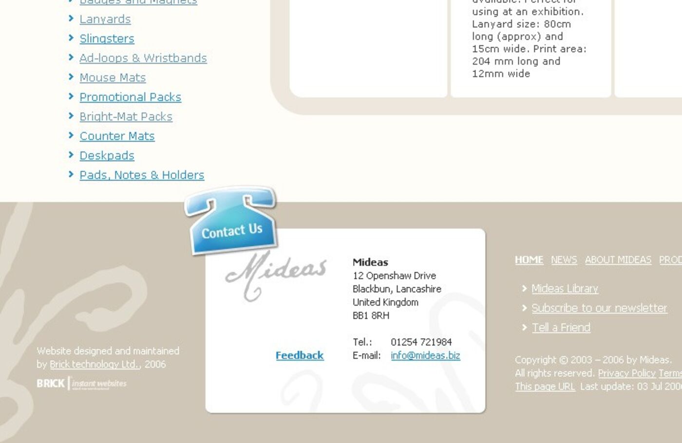 Mideas Homepage footer