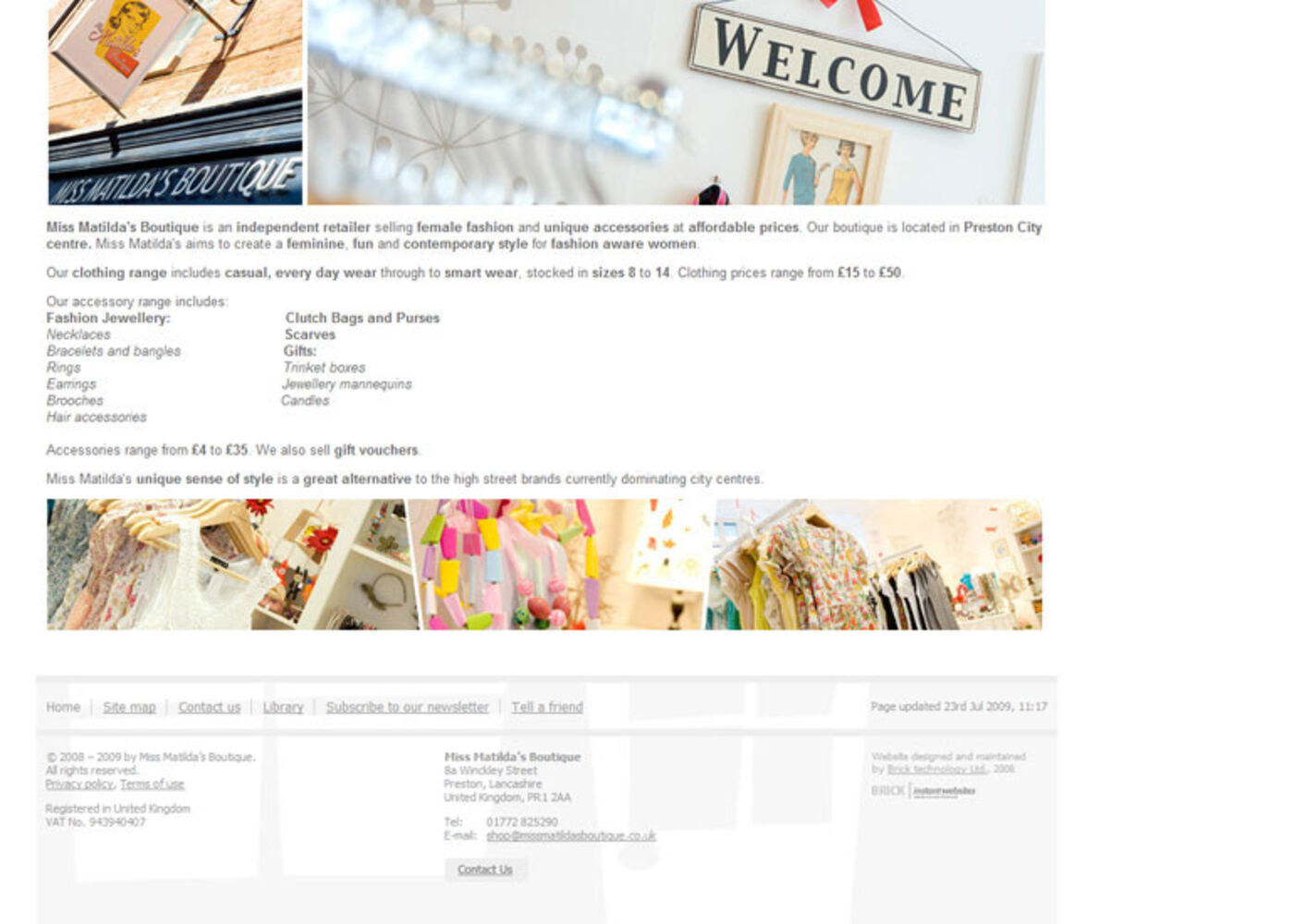 Miss Matilda's Boutique Homepage footer - Miss Matilda's