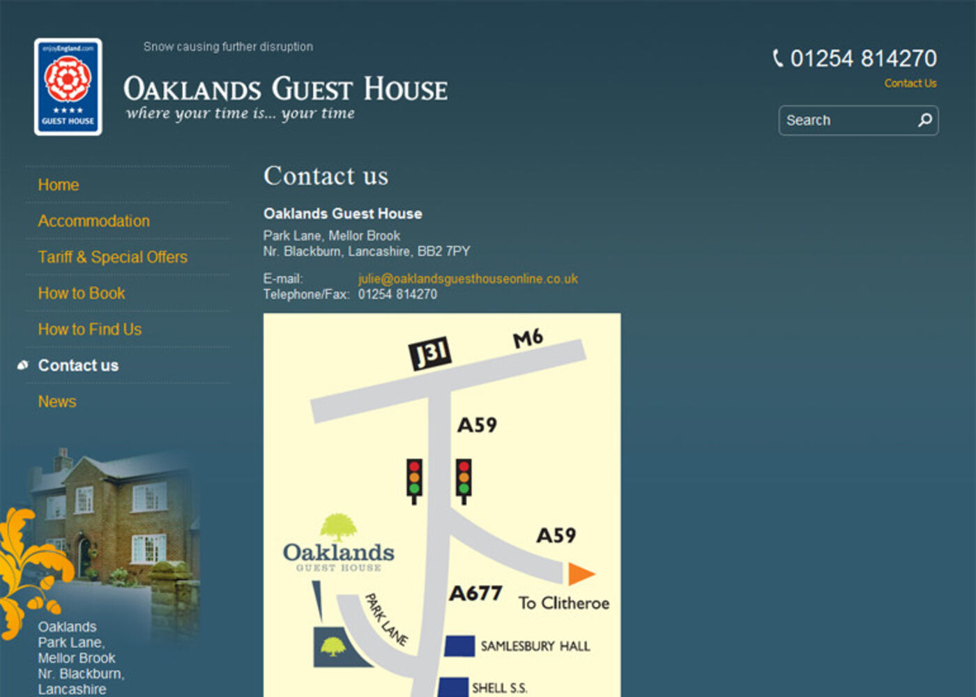 Oaklands Guest House Contact us