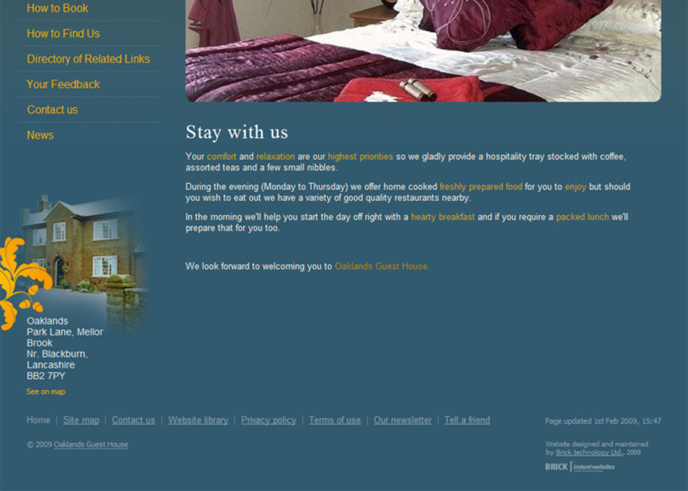 Oaklands Guest House Homepage footer