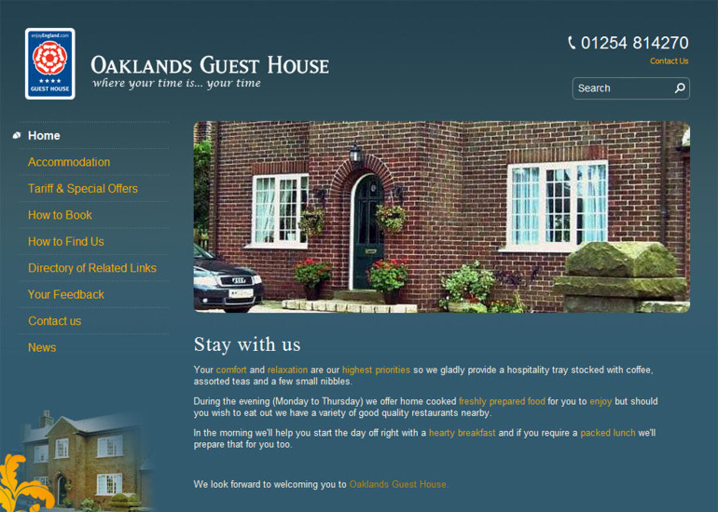 Oaklands Guest House Homepage header