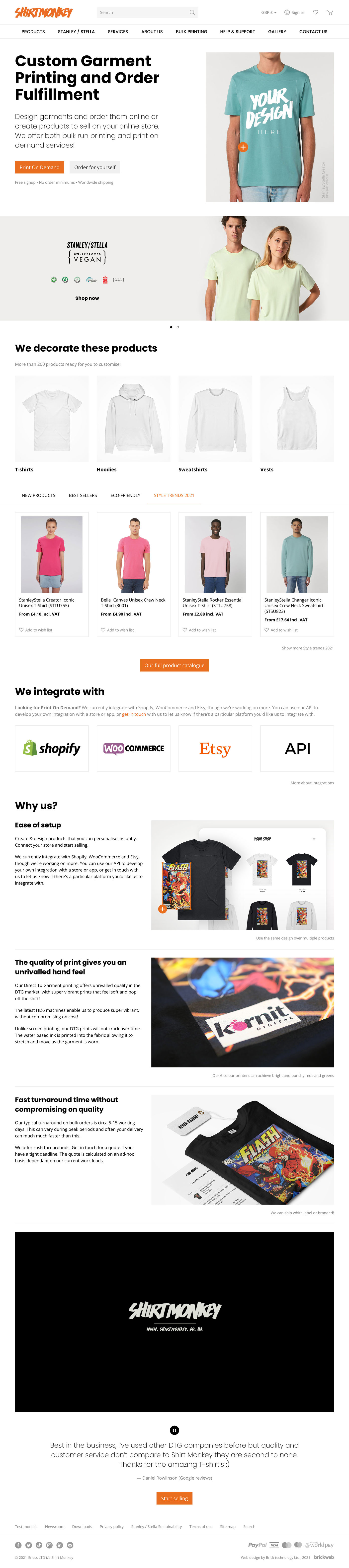 Shirt Monkey Homepage