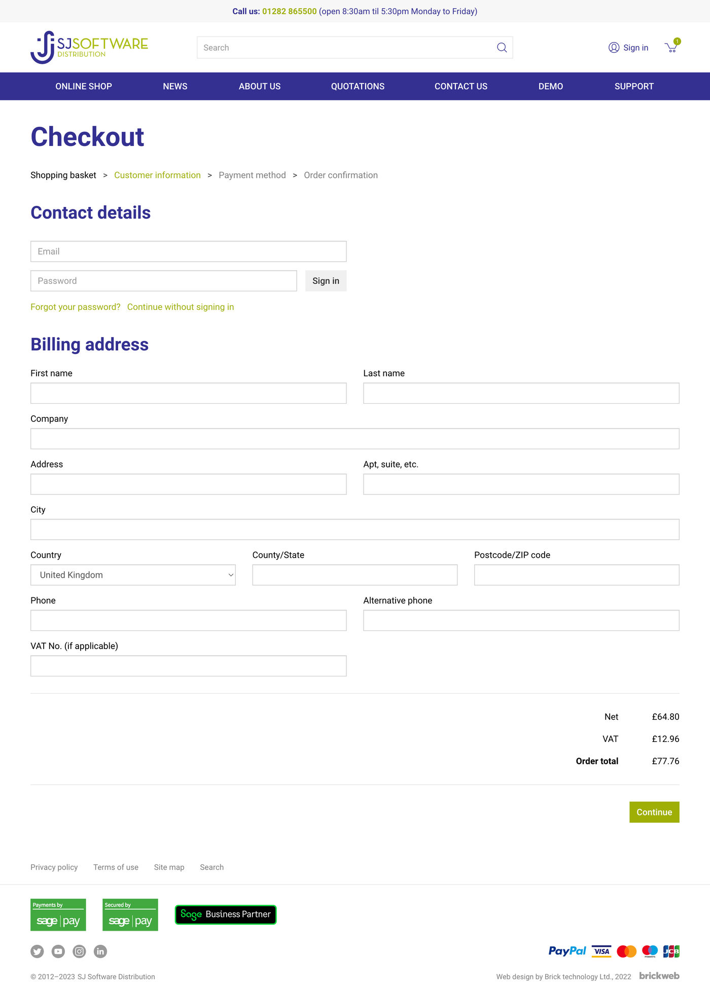 SJ Software Distribution Checkout