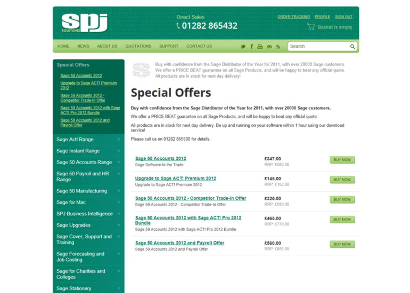 SPJ Solutions (2012) Products page