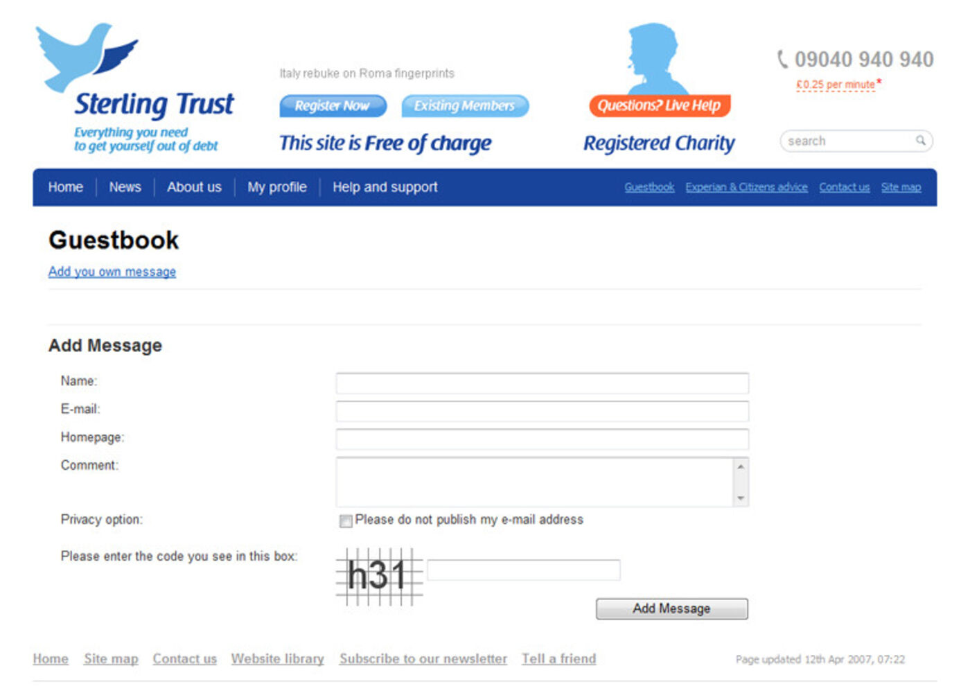 Sterling Trust Guestbook