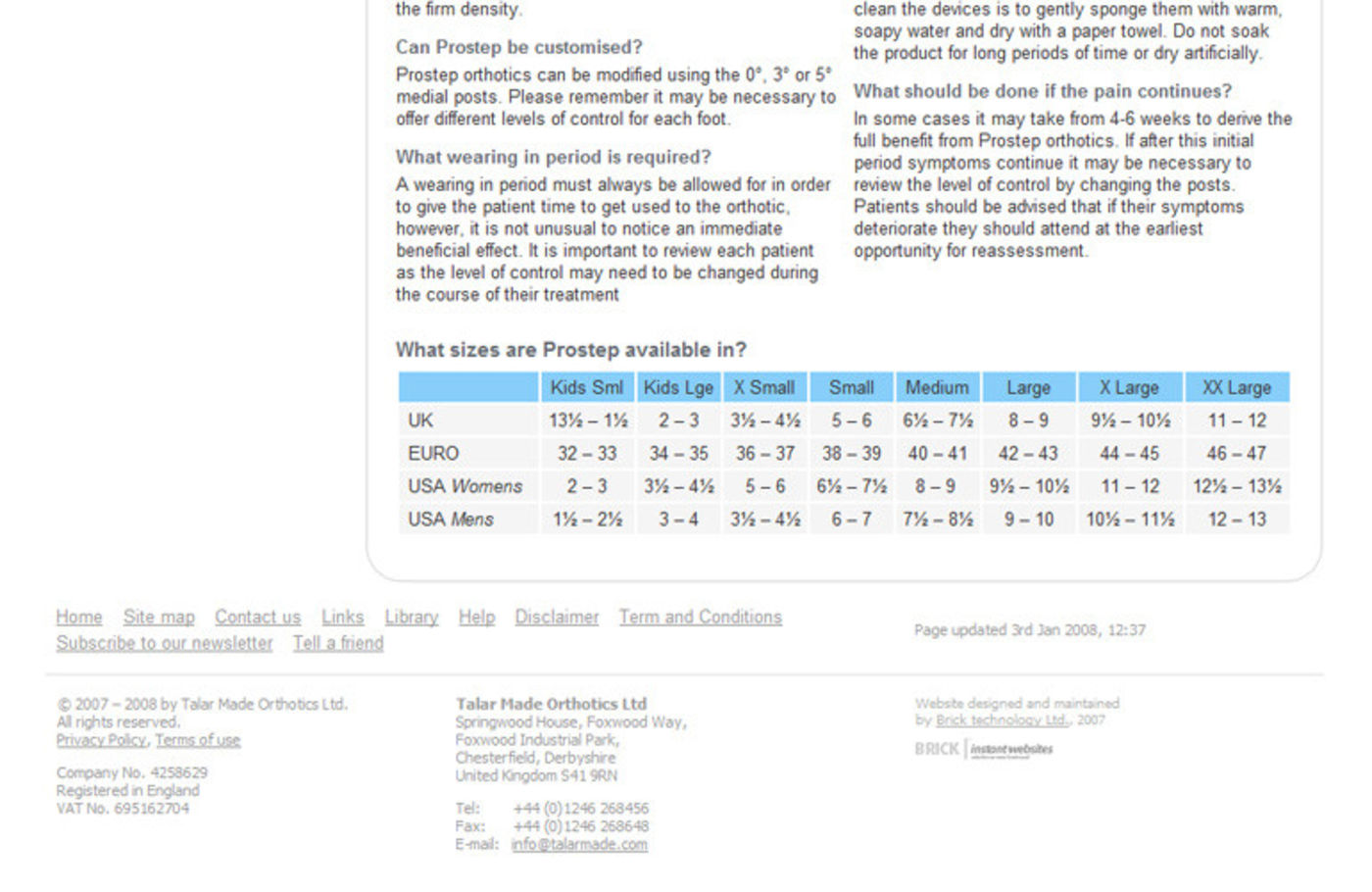 Foot Orthotics (2008) Homepage footer