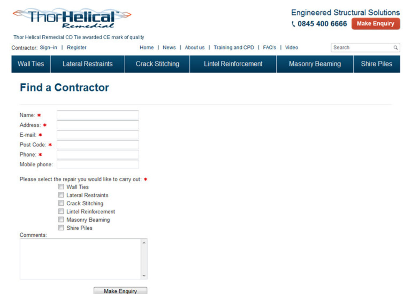 Thor Helical Remedial Form