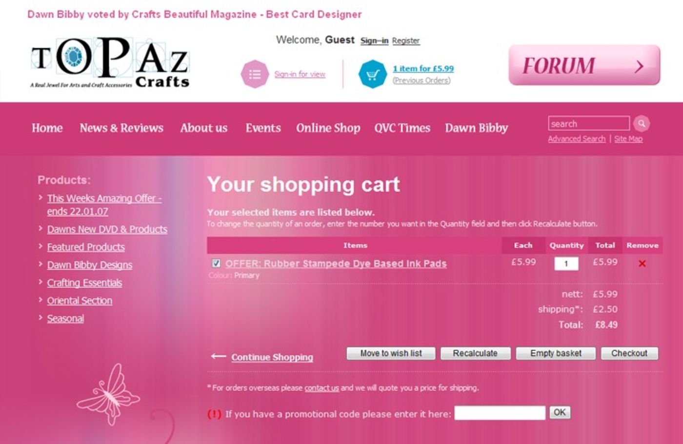 Topaz Crafts Shopping cart