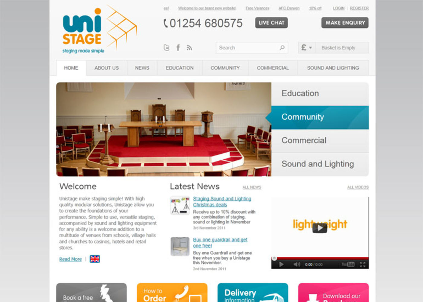 Unistage Homepage header